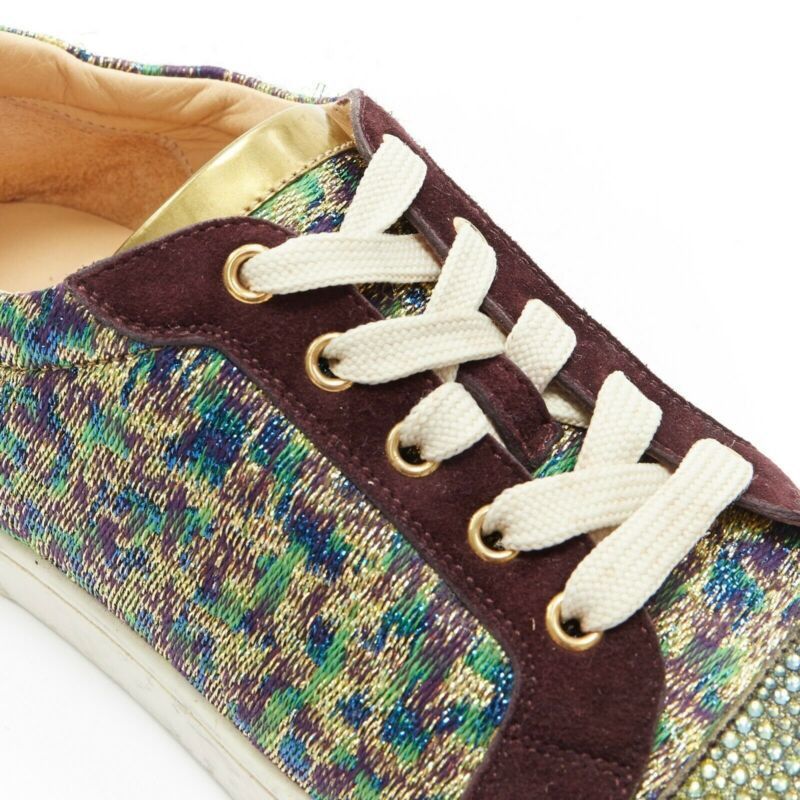 Christian Louboutin CHRISTIAN LOUBOUTIN Gondola gold jacquard strass crystal toe low sneaker EU38.5 Size US 8.5 / IT 38.5 - 8 Thumbnail
