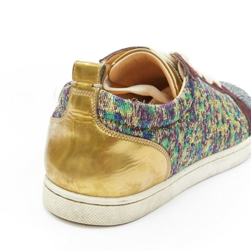 Christian Louboutin CHRISTIAN LOUBOUTIN Gondola gold jacquard strass crystal toe low sneaker EU38.5 Size US 8.5 / IT 38.5 - 9 Thumbnail
