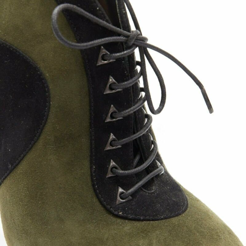 Alaia ALAIA black green suede leather lace up platform ankle bootie EU37 Size US 7 / IT 37 - 8 Thumbnail