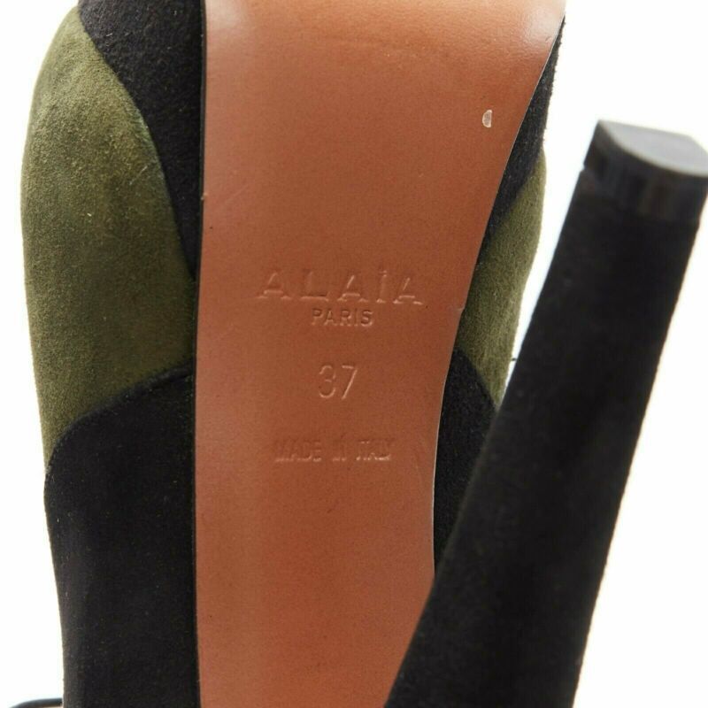 Alaia ALAIA black green suede leather lace up platform ankle bootie EU37 Size US 7 / IT 37 - 11 Thumbnail