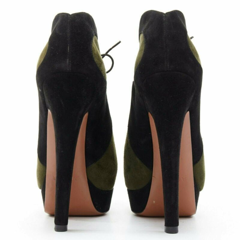 Alaia ALAIA black green suede leather lace up platform ankle bootie EU37 Size US 7 / IT 37 - 5 Thumbnail