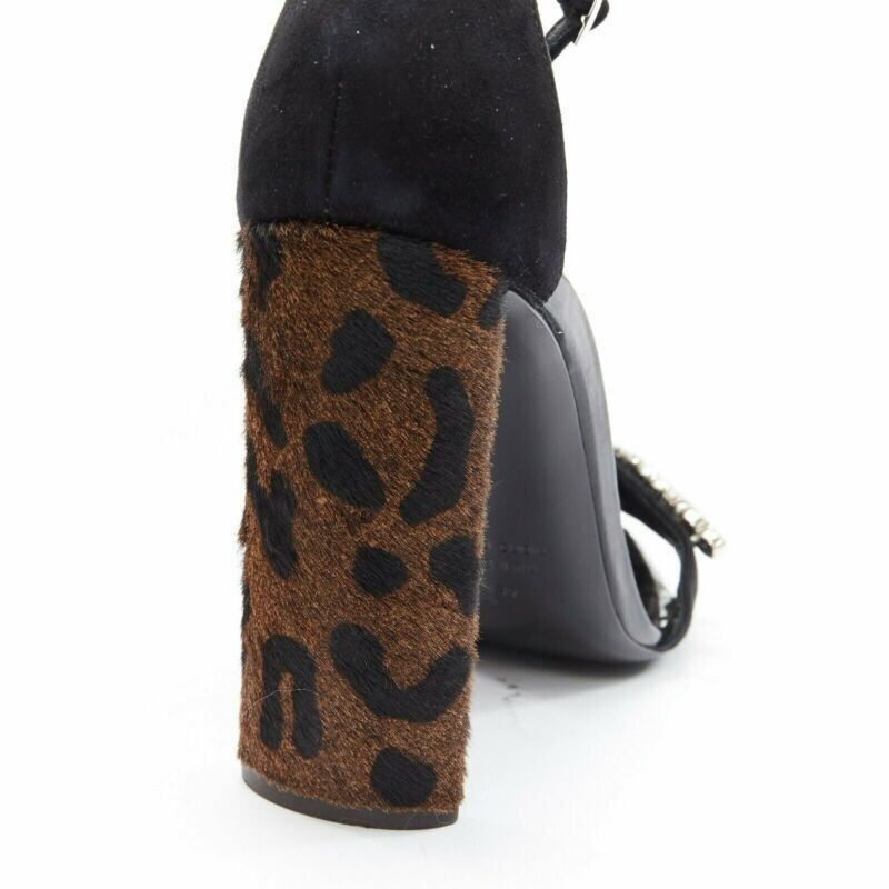 Giuseppe Zanotti GIUSEPPE ZANOTTI Sabine 2017 black suede crystal embellished leopard sandal EU39 Size US 9 / IT 39 - 10 Thumbnail