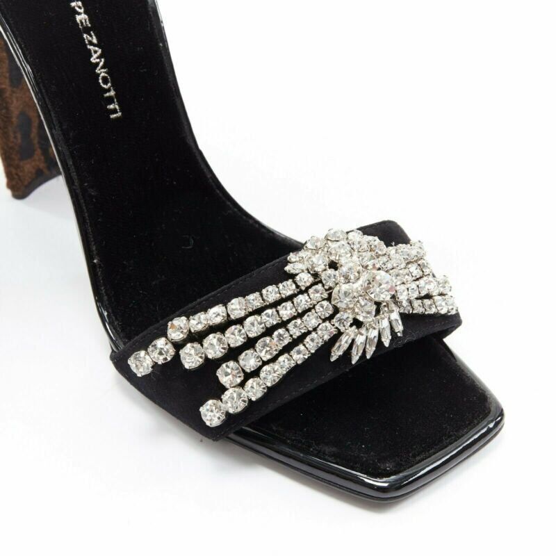 Giuseppe Zanotti GIUSEPPE ZANOTTI Sabine 2017 black suede crystal embellished leopard sandal EU39 Size US 9 / IT 39 - 8 Thumbnail