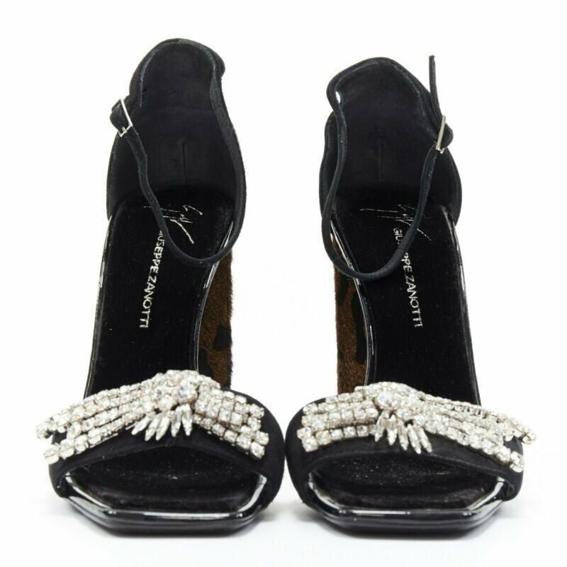 Giuseppe Zanotti GIUSEPPE ZANOTTI Sabine 2017 black suede crystal embellished leopard sandal EU39 Size US 9 / IT 39 - 3 Thumbnail