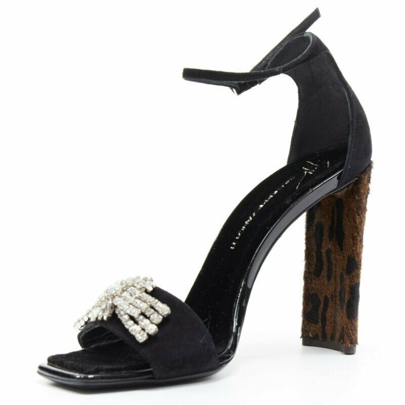 Giuseppe Zanotti GIUSEPPE ZANOTTI Sabine 2017 black suede crystal embellished leopard sandal EU39 Size US 9 / IT 39 - 4 Thumbnail