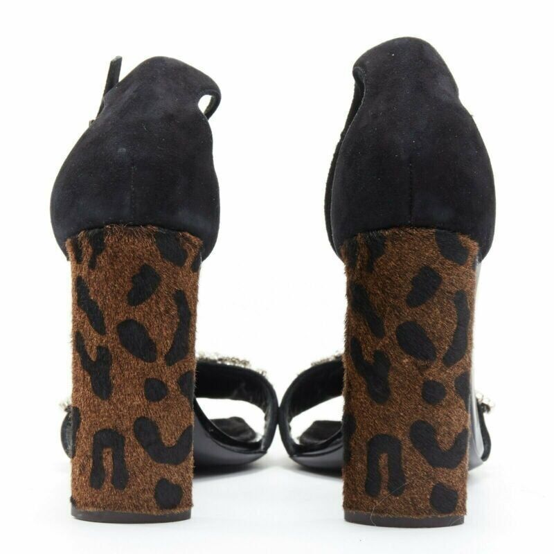 Giuseppe Zanotti GIUSEPPE ZANOTTI Sabine 2017 black suede crystal embellished leopard sandal EU39 Size US 9 / IT 39 - 5 Thumbnail
