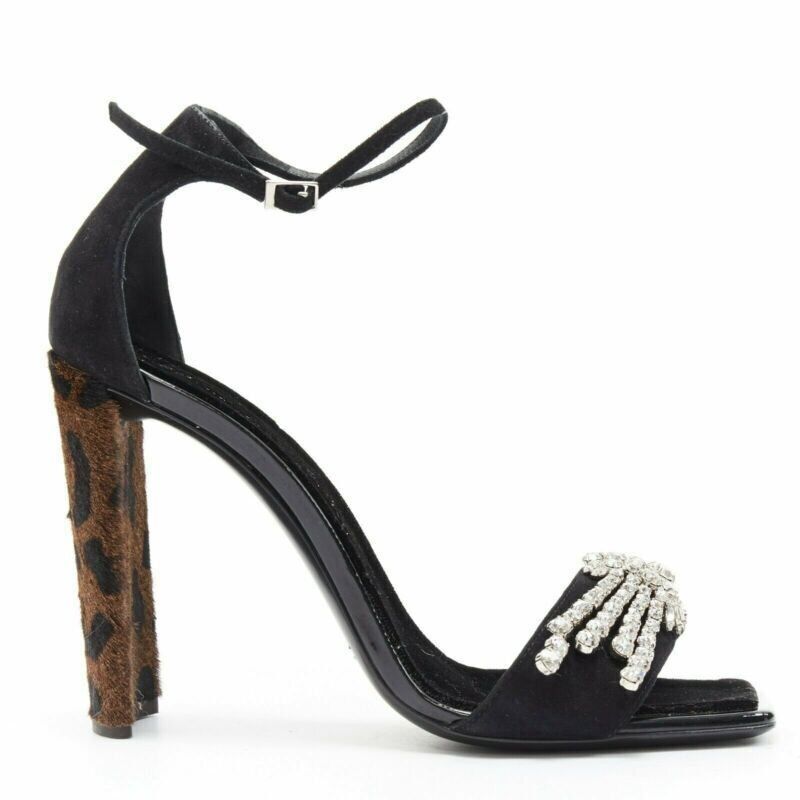 Giuseppe Zanotti GIUSEPPE ZANOTTI Sabine 2017 black suede crystal embellished leopard sandal EU39 Size US 9 / IT 39 - 2 Thumbnail