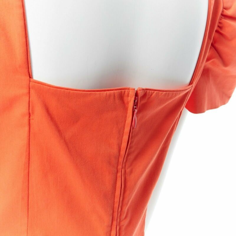 Dsquared2 DSQUARED2 red orange ruche drape dart puff sleeve big shoulders dress IT44 L Size M / US 6-8 / IT 42-44 - 9 Thumbnail