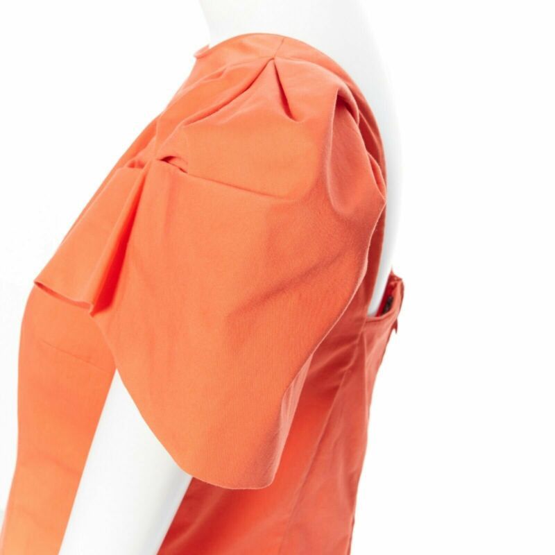 Dsquared2 DSQUARED2 red orange ruche drape dart puff sleeve big shoulders dress IT44 L Size M / US 6-8 / IT 42-44 - 8 Thumbnail