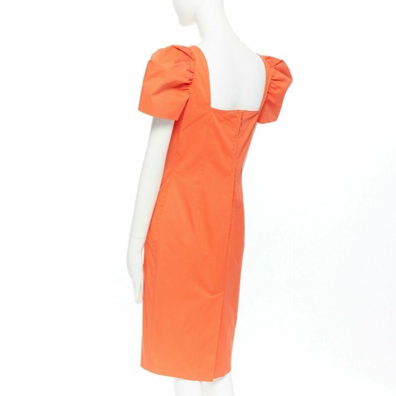 Dsquared2 DSQUARED2 red orange ruche drape dart puff sleeve big shoulders dress IT44 L Size M / US 6-8 / IT 42-44 - 7 Thumbnail