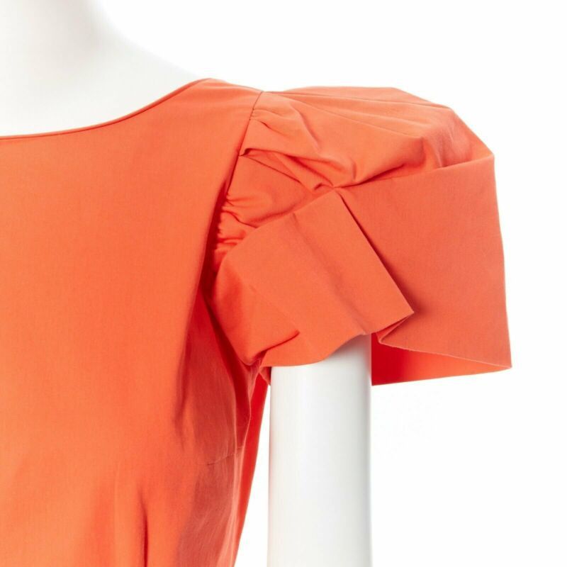 Dsquared2 DSQUARED2 red orange ruche drape dart puff sleeve big shoulders dress IT44 L Size M / US 6-8 / IT 42-44 - 2 Thumbnail