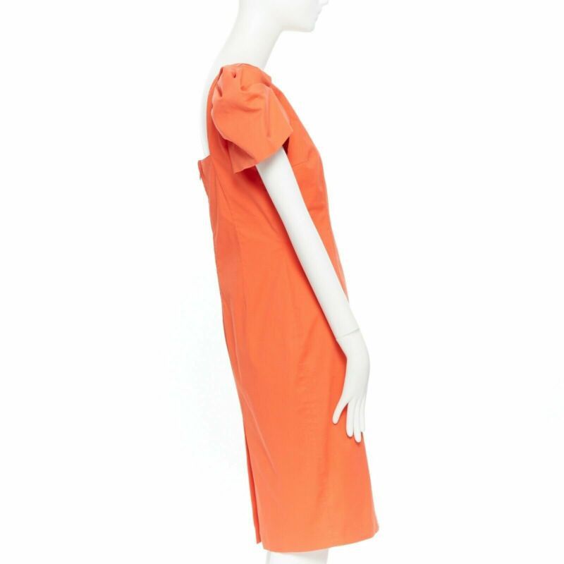 Dsquared2 DSQUARED2 red orange ruche drape dart puff sleeve big shoulders dress IT44 L Size M / US 6-8 / IT 42-44 - 5 Thumbnail