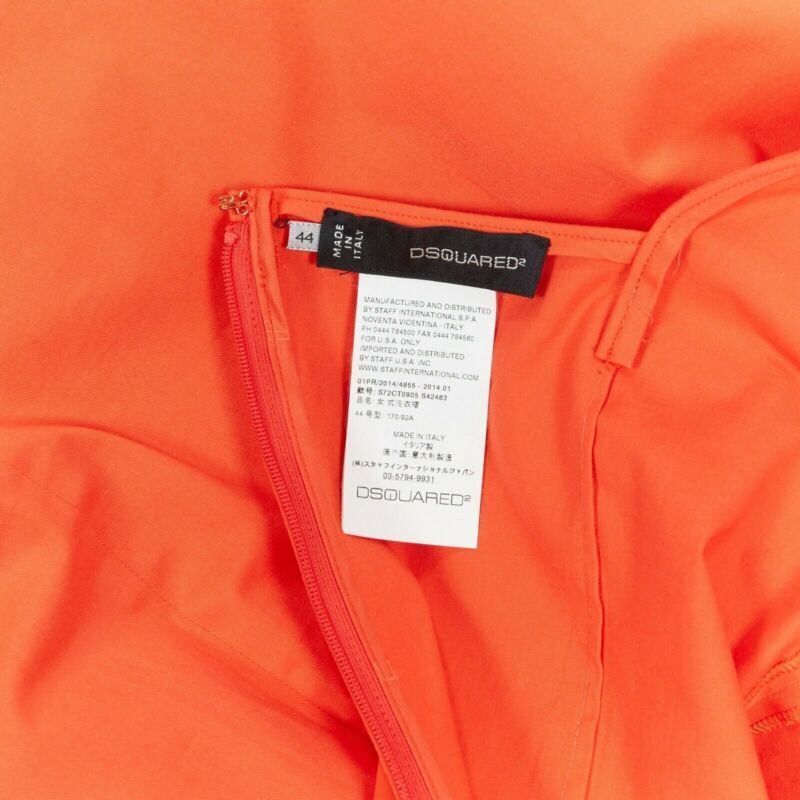 Dsquared2 DSQUARED2 red orange ruche drape dart puff sleeve big shoulders dress IT44 L Size M / US 6-8 / IT 42-44 - 10 Thumbnail