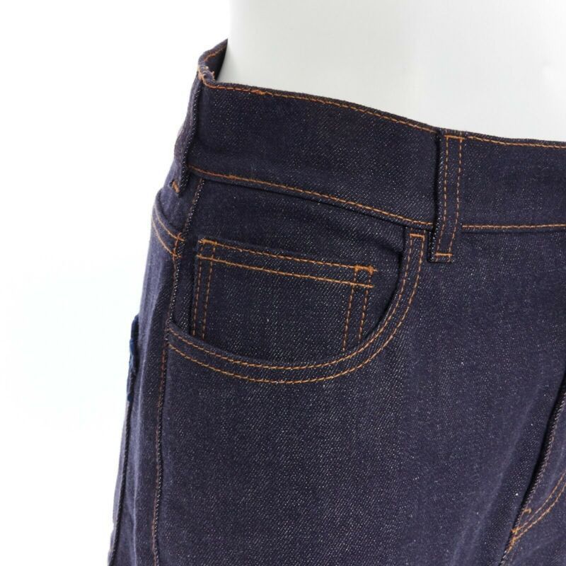 Fendi FENDI PF18 indigo blue crisp denim straight jeans 3/4 heart embroidery IT40 S Size 27" / US 4 / IT 40 - 9 Thumbnail