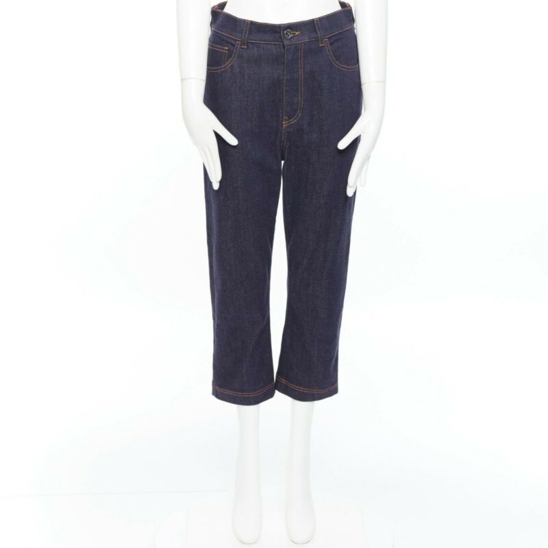 Fendi FENDI PF18 indigo blue crisp denim straight jeans 3/4 heart embroidery IT40 S Size 27" / US 4 / IT 40 - 3 Thumbnail