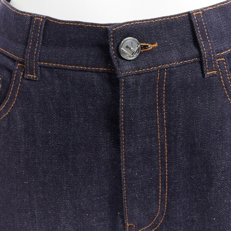Fendi FENDI PF18 indigo blue crisp denim straight jeans 3/4 heart embroidery IT40 S Size 27" / US 4 / IT 40 - 8 Thumbnail