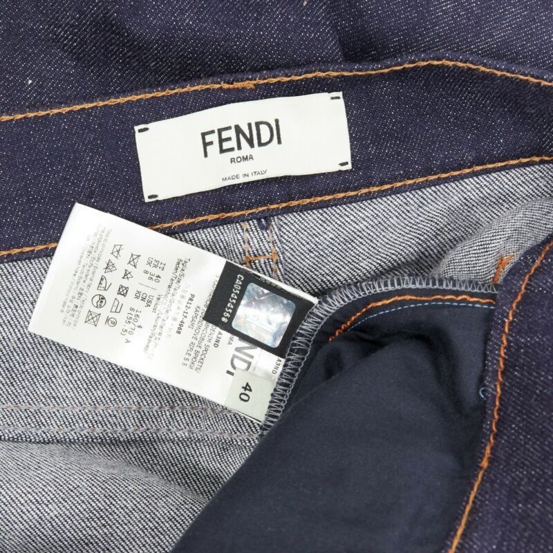 Fendi FENDI PF18 indigo blue crisp denim straight jeans 3/4 heart embroidery IT40 S Size 27" / US 4 / IT 40 - 10 Thumbnail