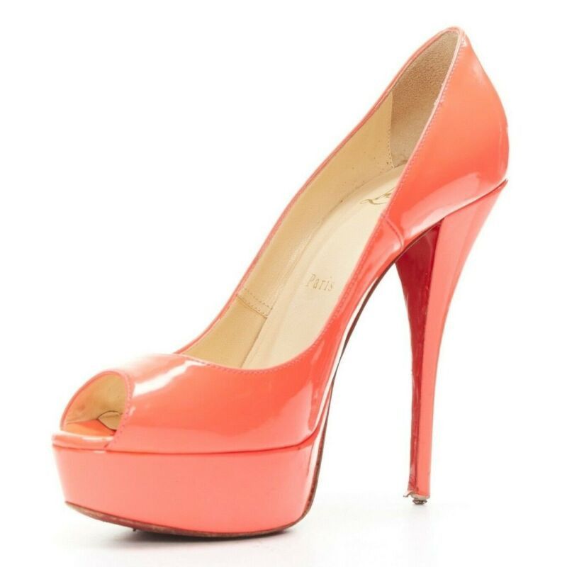 Christian Louboutin CHRISTIAN LOUBOUTIN Lady Peep 130 fuchsia hot pink platform high heel shoes EU36 Size US 6 / IT 36 - 4 Thumbnail