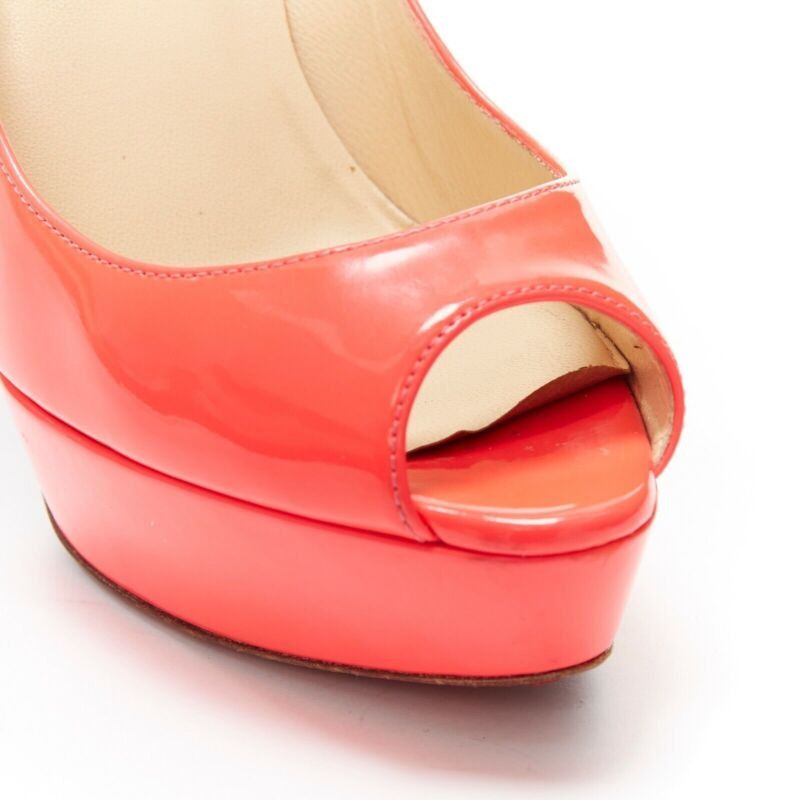 Christian Louboutin CHRISTIAN LOUBOUTIN Lady Peep 130 fuchsia hot pink platform high heel shoes EU36 Size US 6 / IT 36 - 10 Thumbnail