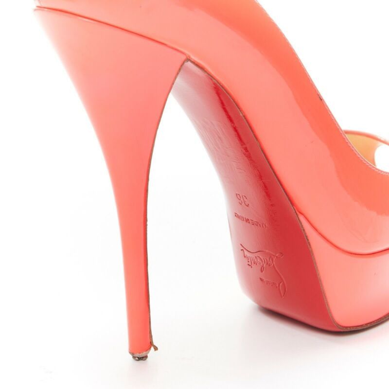 Christian Louboutin CHRISTIAN LOUBOUTIN Lady Peep 130 fuchsia hot pink platform high heel shoes EU36 Size US 6 / IT 36 - 8 Thumbnail