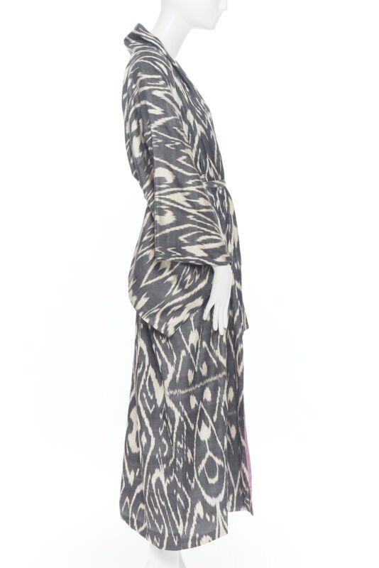 Oscar De La Renta new OSCAR DE LA RENTA SS19 Runway brown black leopard pink silk lined kimono L Size M / US 6-8 / IT 42-44 - 6 Thumbnail