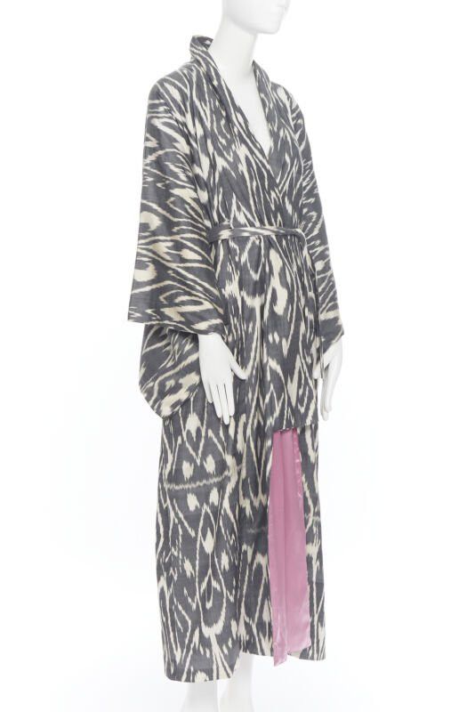 Oscar De La Renta new OSCAR DE LA RENTA SS19 Runway brown black leopard pink silk lined kimono L Size M / US 6-8 / IT 42-44 - 5 Thumbnail