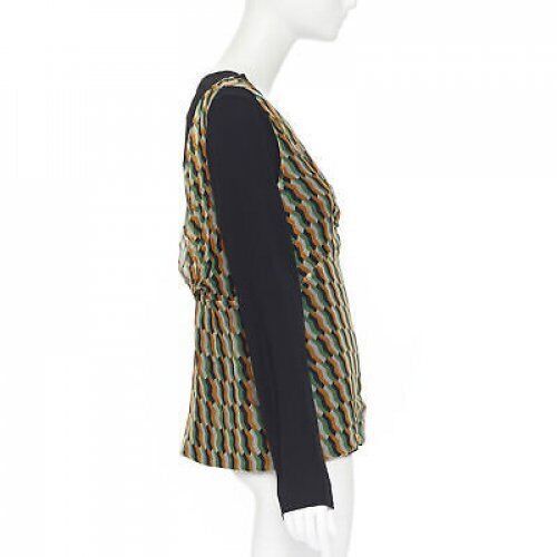 Dries Van Noten new DRIES VAN NOTEN AW17 silk black orange geometric camisole layered top FR38 Size S / US 4 / IT 40 - 4 Thumbnail
