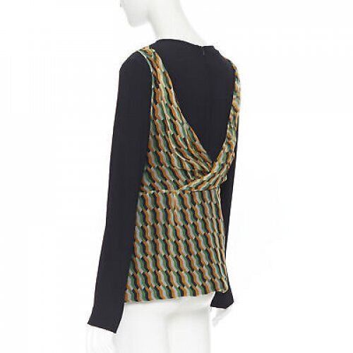 Dries Van Noten new DRIES VAN NOTEN AW17 silk black orange geometric camisole layered top FR38 Size S / US 4 / IT 40 - 6 Thumbnail