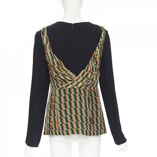Dries Van Noten new DRIES VAN NOTEN AW17 silk black orange geometric camisole layered top FR38 Size S / US 4 / IT 40 - 5 Thumbnail