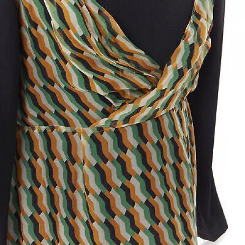 Dries Van Noten new DRIES VAN NOTEN AW17 silk black orange geometric camisole layered top FR38 Size S / US 4 / IT 40 - 2 Thumbnail