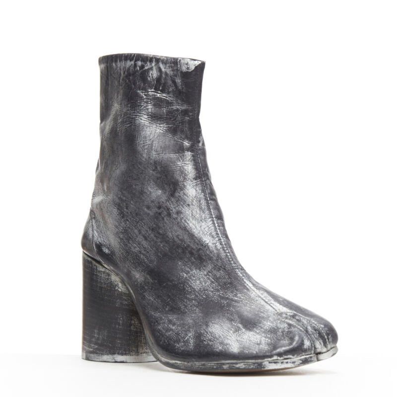 Maison Margiela new MARTIN MARGIELA 1990's Vintage black silver handpainted tabi boot EU39 Size US 9 / IT 39 - 2 Thumbnail