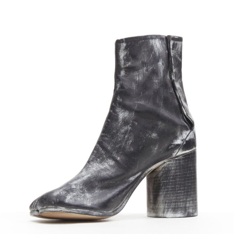 Maison Margiela new MARTIN MARGIELA 1990's Vintage black silver handpainted tabi boot EU39 Size US 9 / IT 39 - 4 Thumbnail