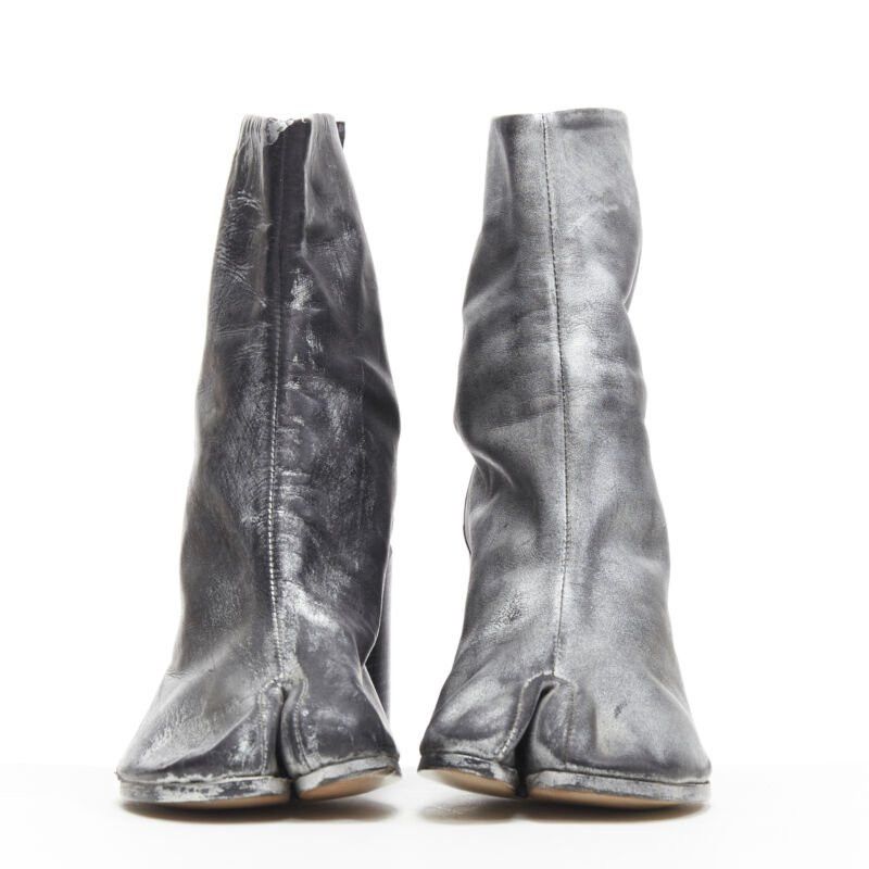 Maison Margiela new MARTIN MARGIELA 1990's Vintage black silver handpainted tabi boot EU39 Size US 9 / IT 39 - 3 Thumbnail