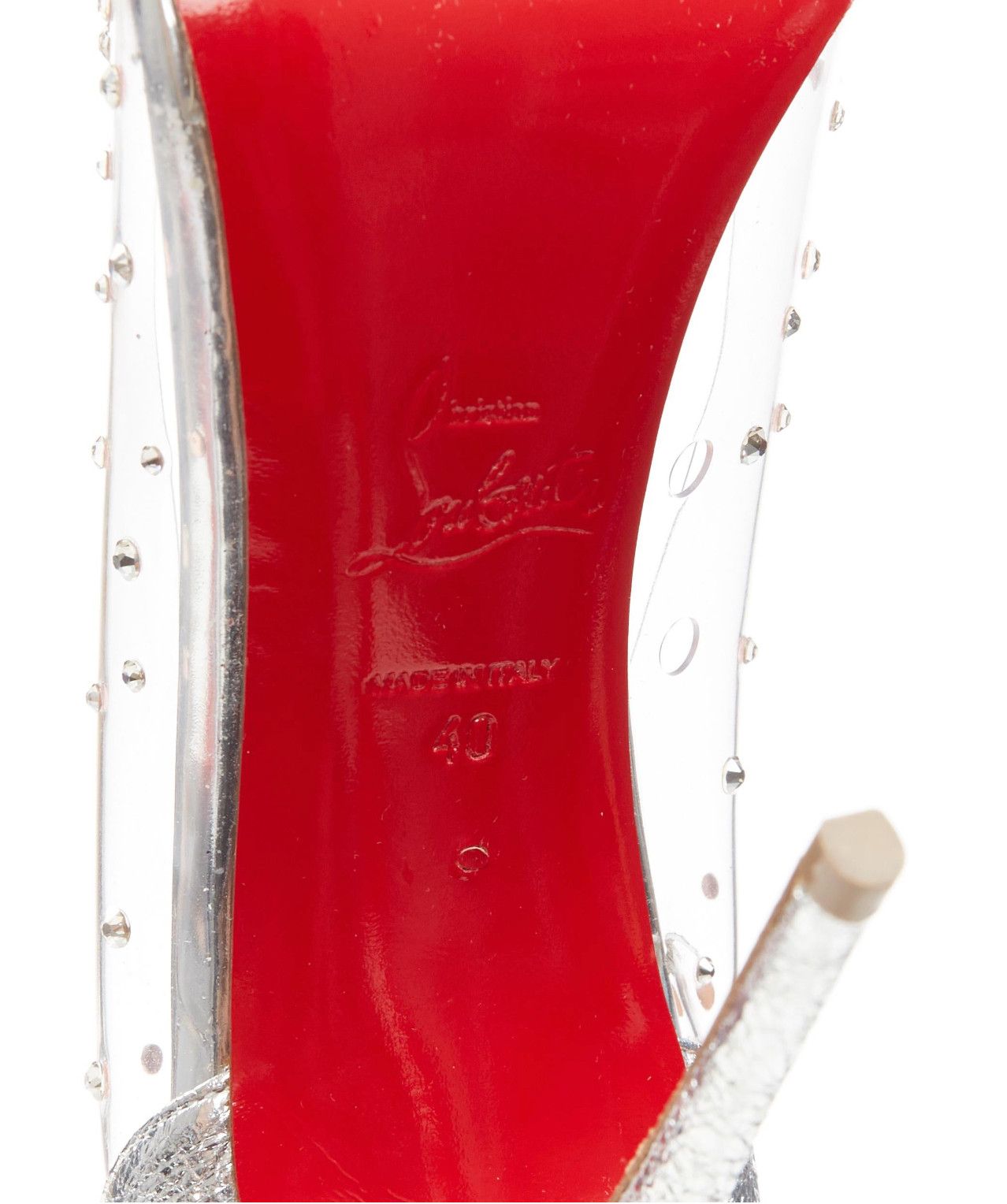 Christian Louboutin new CHRISTIAN LOUBOUTIN Degrastrass 100 clear PVC silver strass bridal pump EU40 Size US 10 / IT 40 - 10 Thumbnail