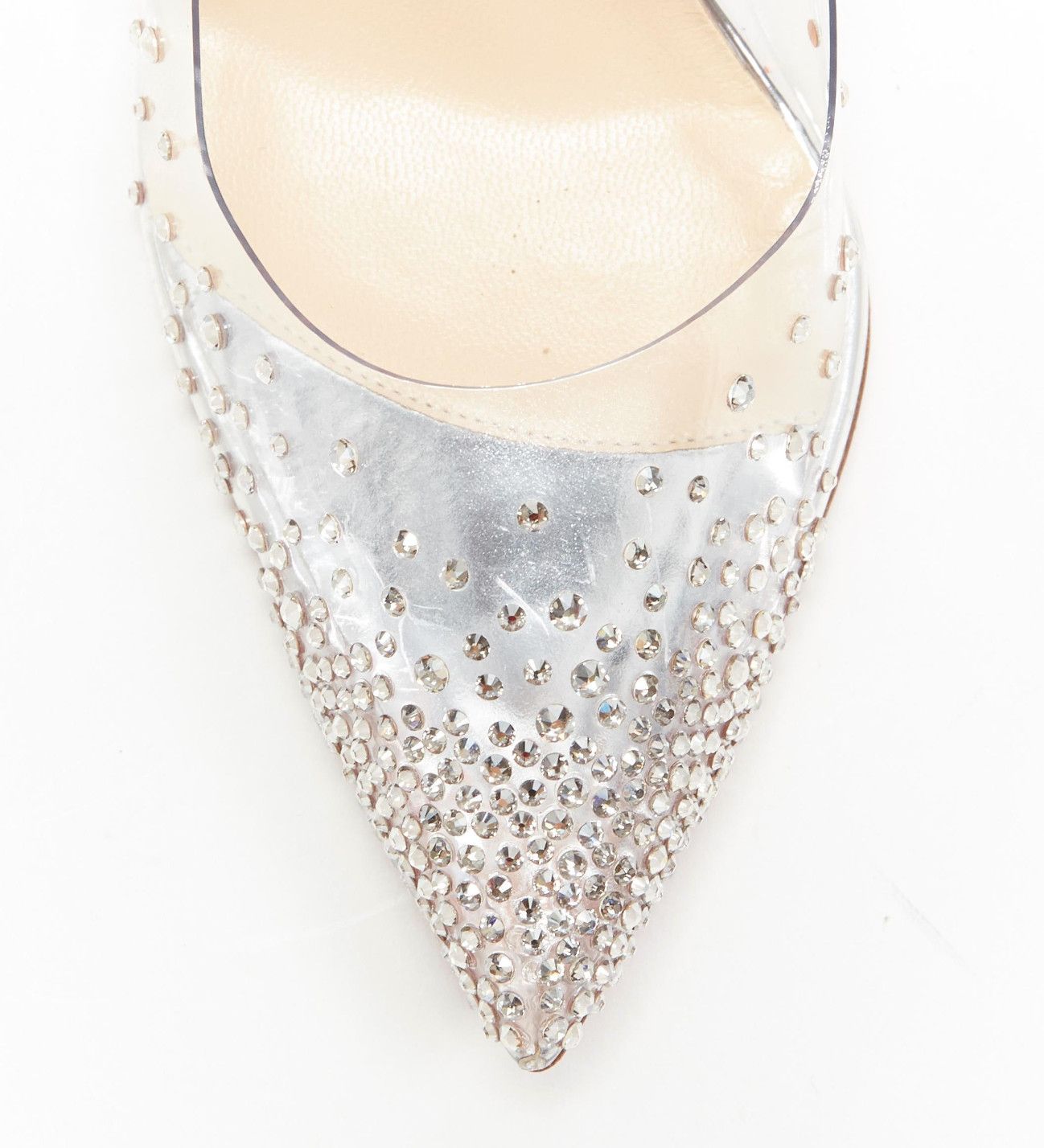 Christian Louboutin new CHRISTIAN LOUBOUTIN Degrastrass 100 clear PVC silver strass bridal pump EU40 Size US 10 / IT 40 - 6 Thumbnail