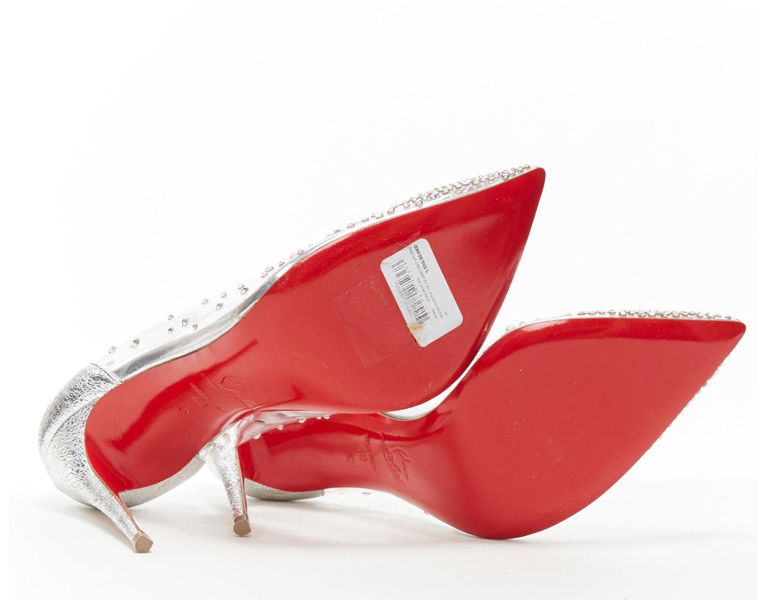 Christian Louboutin new CHRISTIAN LOUBOUTIN Degrastrass 100 clear PVC silver strass bridal pump EU40 Size US 10 / IT 40 - 11 Thumbnail