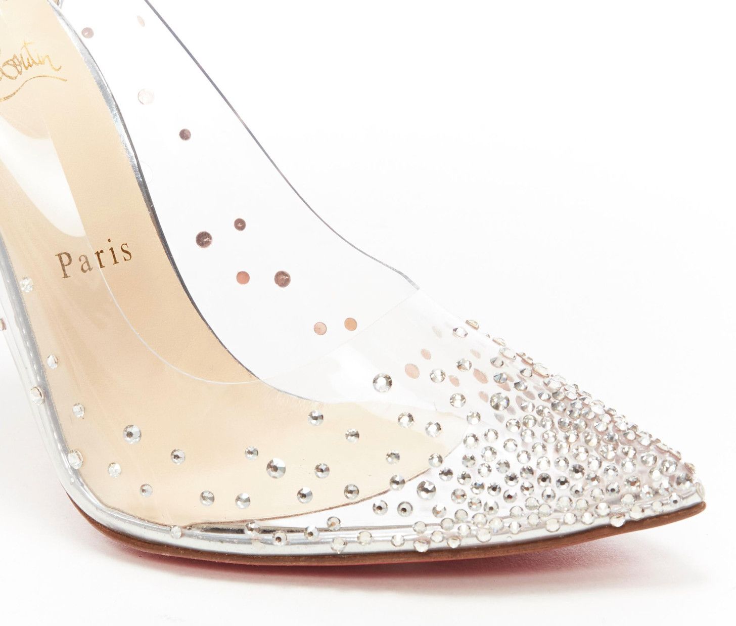 Christian Louboutin new CHRISTIAN LOUBOUTIN Degrastrass 100 clear PVC silver strass bridal pump EU40 Size US 10 / IT 40 - 7 Thumbnail
