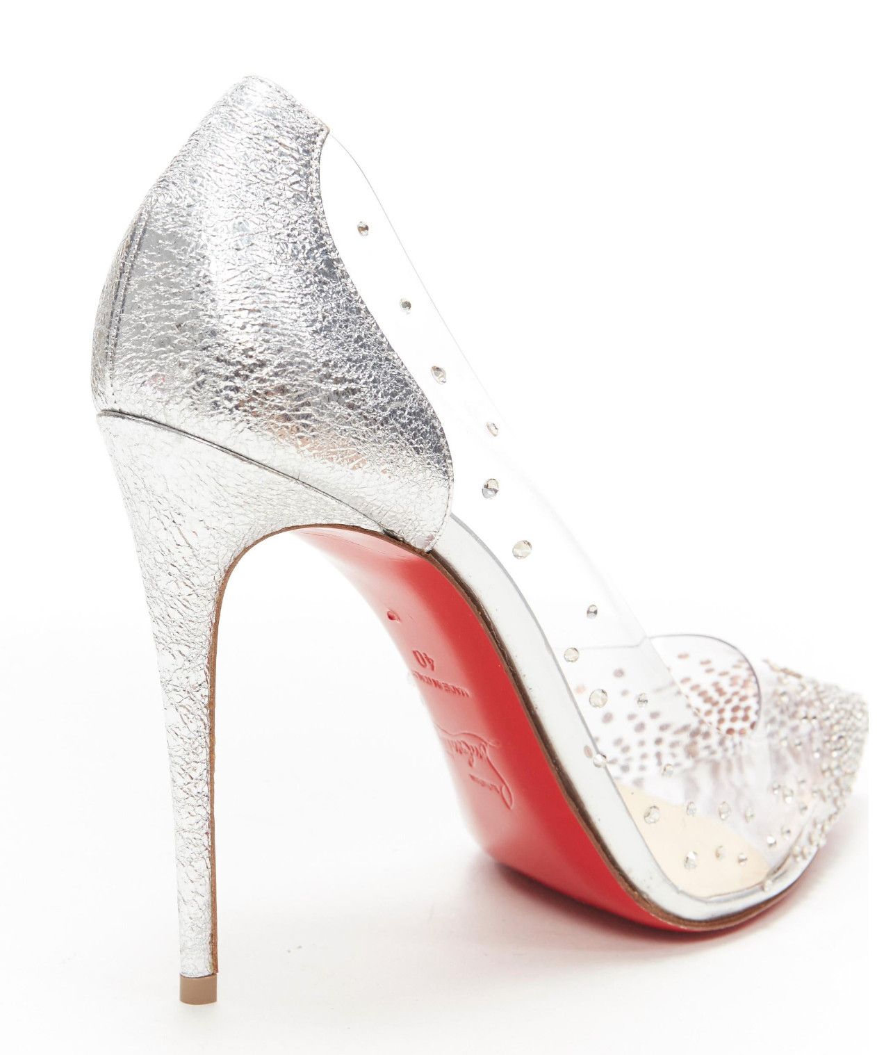 Christian Louboutin new CHRISTIAN LOUBOUTIN Degrastrass 100 clear PVC silver strass bridal pump EU40 Size US 10 / IT 40 - 8 Thumbnail