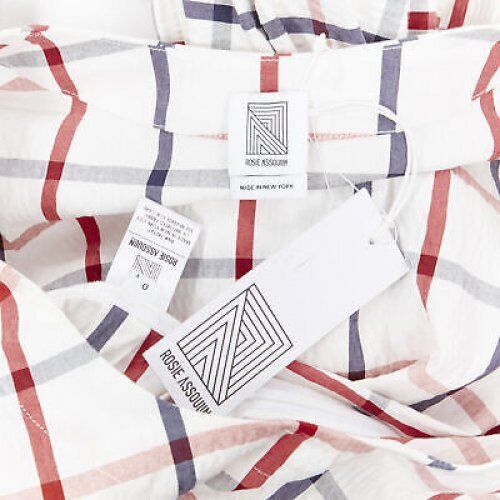 Rosie Assoulin new ROSIE ASSOULIN SS18 white checked seersucker puff sleeve wrap top US0 XS Size XS / US 0-2 / IT 36-38 - 10 Thumbnail