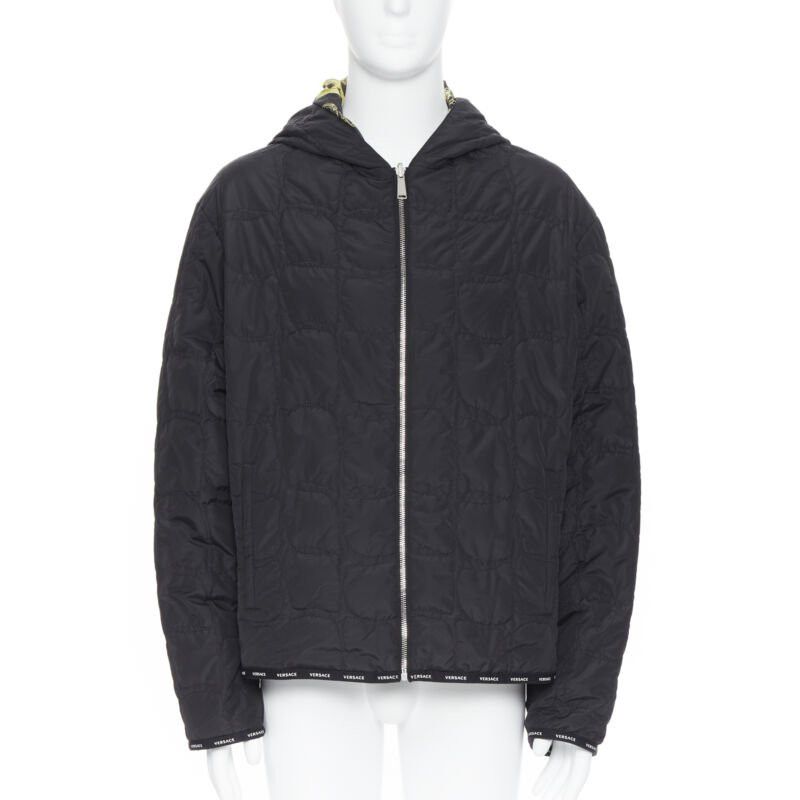 Versace new VERSACE Reversible Baroque Alphabet gold black nylon quilted jacket IT58 4XL Size US XXL / EU 58 / 5 - 4 Thumbnail