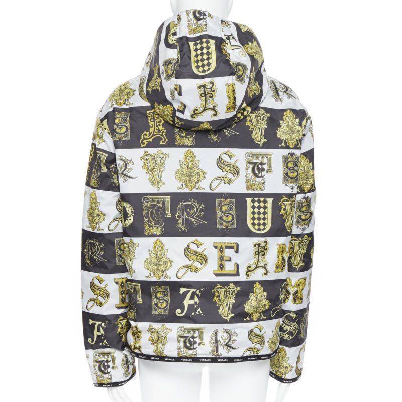 Versace new VERSACE Reversible Baroque Alphabet gold black nylon quilted jacket IT58 4XL Size US XXL / EU 58 / 5 - 6 Thumbnail