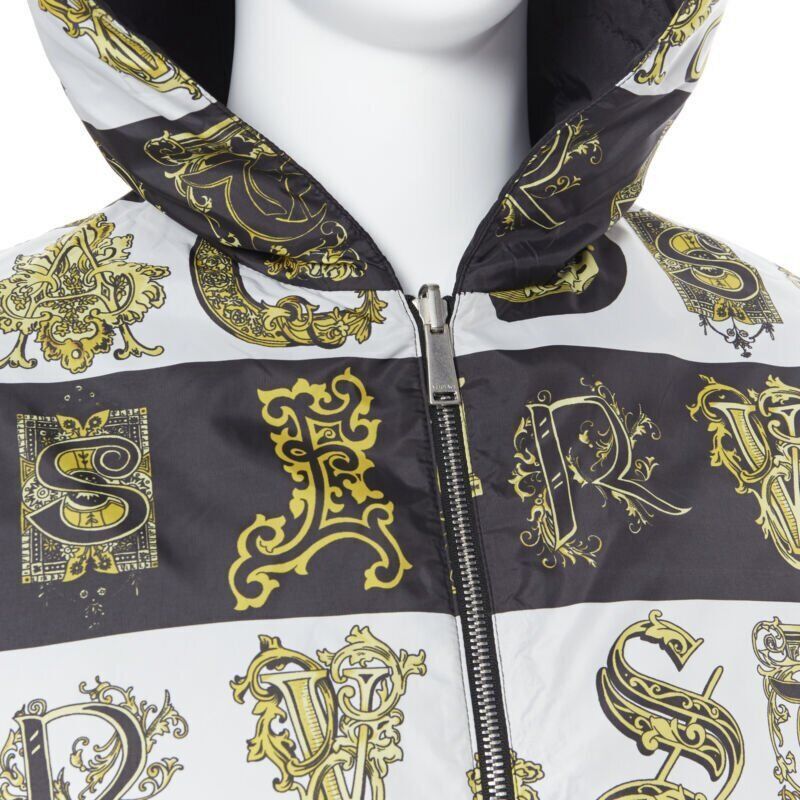 Versace new VERSACE Reversible Baroque Alphabet black gold print quilted jacket IT54 2XL Size US XXL / EU 58 / 5 - 8 Thumbnail