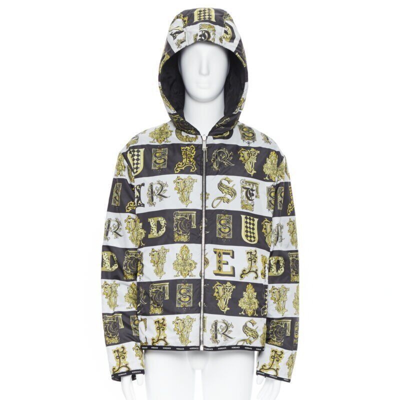Versace new VERSACE Reversible Baroque Alphabet black gold print quilted jacket IT54 2XL Size US XXL / EU 58 / 5 - 3 Thumbnail