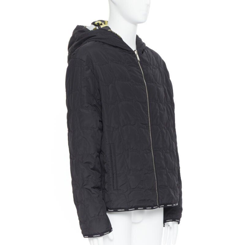 Versace new VERSACE Reversible Baroque Alphabet black gold print quilted jacket IT54 2XL Size US XXL / EU 58 / 5 - 2 Thumbnail