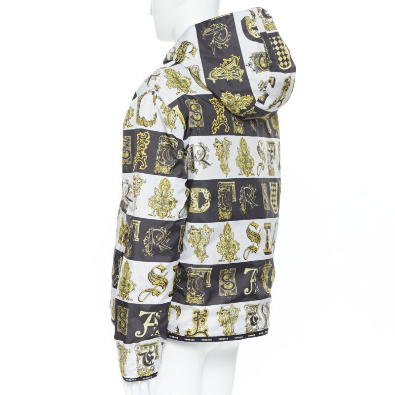 Versace new VERSACE Reversible Baroque Alphabet black gold print quilted jacket IT54 2XL Size US XXL / EU 58 / 5 - 7 Thumbnail