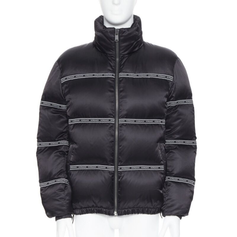 Versace new VERSACE Nastro Stampa black logo ribbon goose down padded jacket IT46 S Size US S / EU 44-46 / 1 - 4 Thumbnail