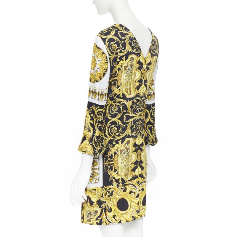 Versace new VERSACE Signature Baroque Cherub Medusa printed viscose shift dress IT38 XS Size XS / US 0-2 / IT 36-38 - 7 Thumbnail