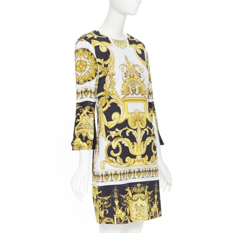 Versace new VERSACE Signature Baroque Cherub Medusa printed viscose shift dress IT38 XS Size XS / US 0-2 / IT 36-38 - 4 Thumbnail