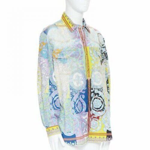 Versace new VERSACE SS19 Techno Baroque distressed cotton Medusa oversized shirt EU38 S Size US S / EU 44-46 / 1 - 2 Thumbnail