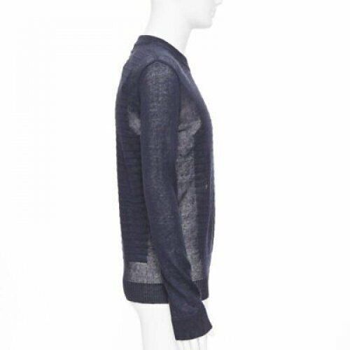 Balmain new BALMAIN 100% linen navy stripe gold military button distressed sweater XS Size US XS / EU 42 / 0 - 4 Thumbnail